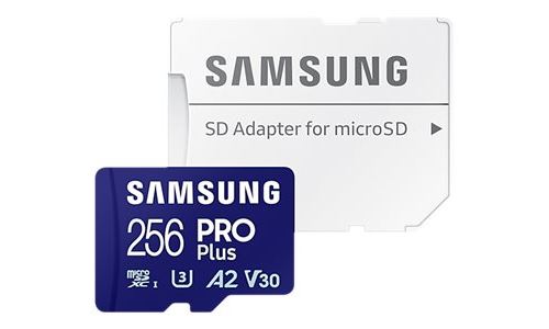 Samsung PRO Plus MB-MD256SA - Carte mémoire flash (adaptateur microSDXC vers SD inclus(e)) - 256 Go - A2 / Video Class V30 / UHS-I U3 - microSDXC UHS-I - bleu
