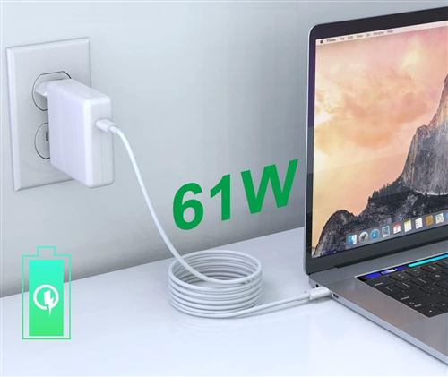 Chargeur Macbook Pro USB C 61W, Ordinateur Portable pour Mac Book