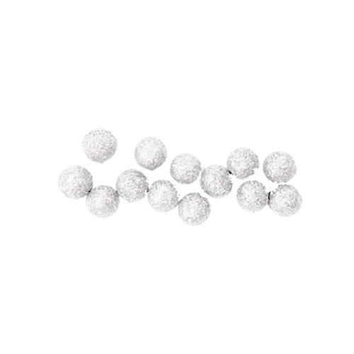 40 boules décoration mousse pailletée 12mm blanc - ADT028B