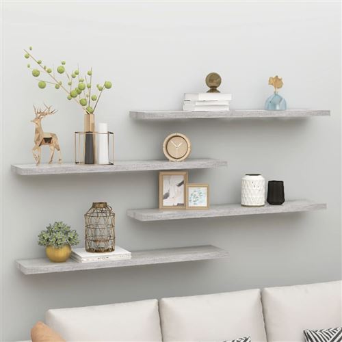 Vidaxl Gris Étagères Murales Flottantes 4 Pcs - Béton - Image 2
