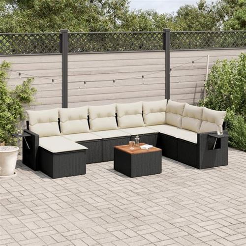 Vidaxl - Set Divani Da Giardino 9 Pz Con Cuscini Nero In Polyrattan