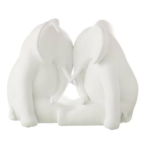 Non Communiqué Blanc Statuette Éléphant Face À Face "Burl" 36Cm