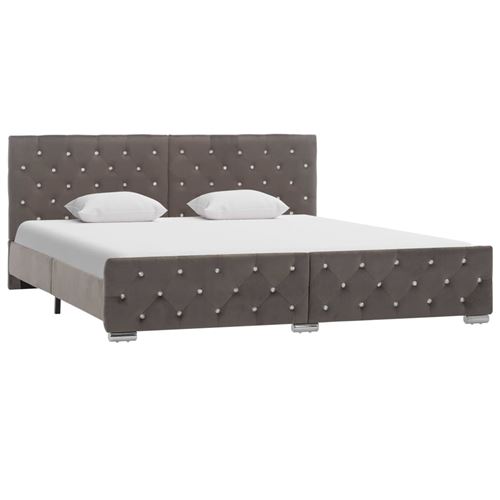 vidaXL Cadre de lit Gris Tissu 180 x 200 cm