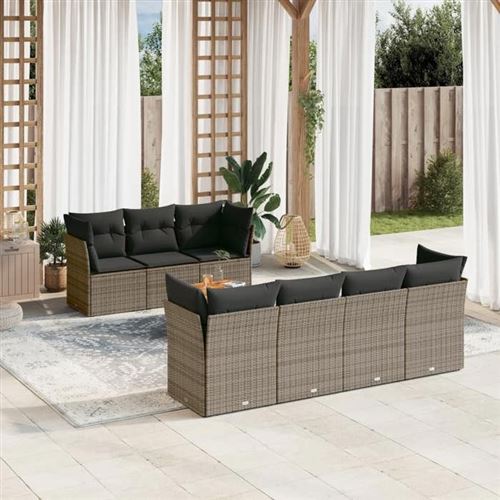 Non Communiqué Gris Salon De Jardin Modulable Vidaxl Resine Tressee 8 Pieces 5 Personnes