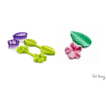 IBILI Fondant Mould 3D Set Flower & Leaf 4 Pieces of