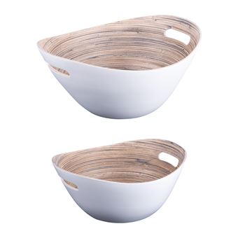 Set De 2 Saladiers En Bambou - 25 Et 30cm De Diamètre - Écologiques Et Légers