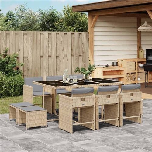 Non Communiqué Beige Vidaxl Ensemble À Manger De Jardin Et Coussins 11 Pcs Mélange 3277919