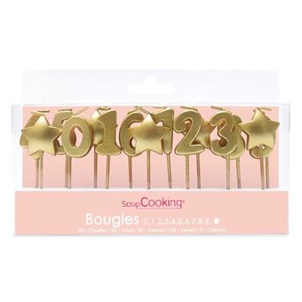 Bougies D'anniversaire Anime - 12 Pièces Motif étoiles Jaunes Et Rouges - Pour Gâteau Et Cupcakes - Longueur 7.4 Cm