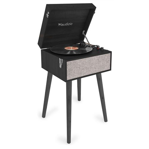 Audizio Fremont Platine Vinyle Meuble Bluetooth, Design Rétro Sur Pieds Amovibles, Noire