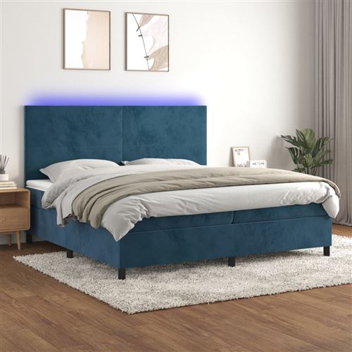 vidaXL Sommier à lattes de lit avec matelas LED Bleu foncé 200x200 cm