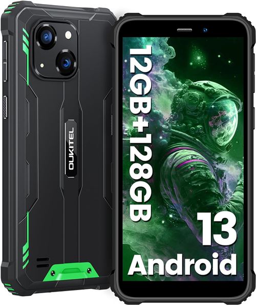 OUKITEL WP32 Telephone Portable 12GO 128GO 6300mAh,Octa-Core 6 HD+ Android 13 20MP Caméra Primaire WiFi GPS NFC OTG dual sim 4G -Vert