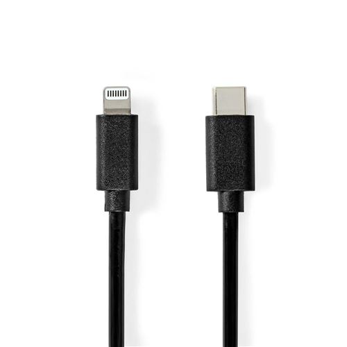 Non Communiqué Noir Nedis Lightning Câble Usb 2.0 Apple Lightning À 8 Broches Usb-C™ Mâle 480 Mbps Plaqué Nickel 1.00 M Rond Pvc Label