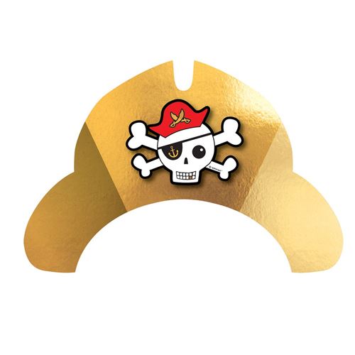 8 chapeaux carton tricorne pirates junior - 9909924 amscan