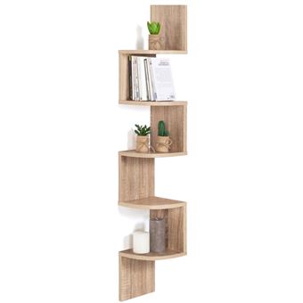 Etagère murale d'angle ISA 5 niveaux façon hêtre - 1