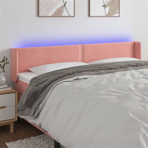 vidaXL Tête de lit à LED Rose 203x16x78/88 cm Velours3123167