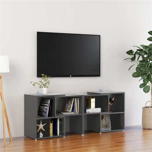 Vidaxl Gris Meuble Tv - Brillant - Image 2