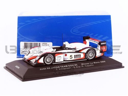 Voiture Miniature De Collection Ixo 1-43 - Audi R8 - Winner Le Mans 2004 - White / Red / Black - Lm2004