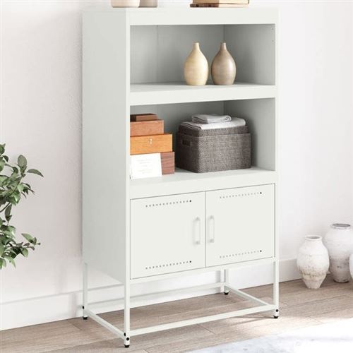 Non Communiqué Blanc Vidaxl Buffet Haut 68,5X38,5X123,5 Cm Acier, Buffet, Placard, Armoire Latérale, Armoire, Armoire De Rangement, Armoire 846505