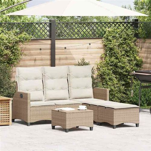 VIDAXL - Salon de jardin - 3 pièces - 3 personnes - Beige - Image 2