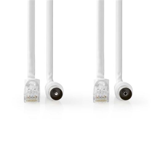 Non Communiqué Câble Combiné Coax Et Cat6 Nedis Csgl4500wt15 1.50 M