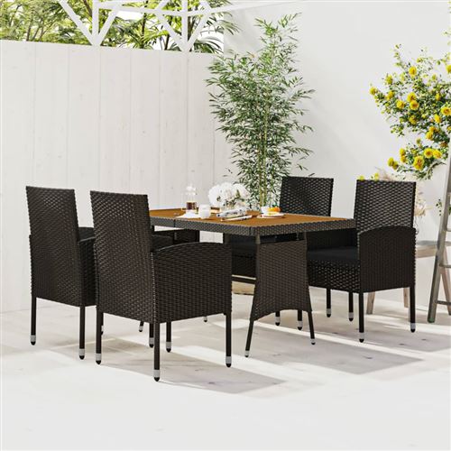 vidaXL 5-delige Tuinset poly rattan zwart3120099