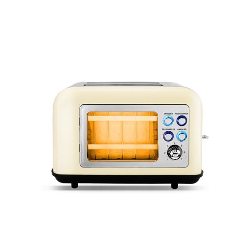Grille Pain Double Fente Avec Fenetre Toasteo Glass Beige Kitchencook 