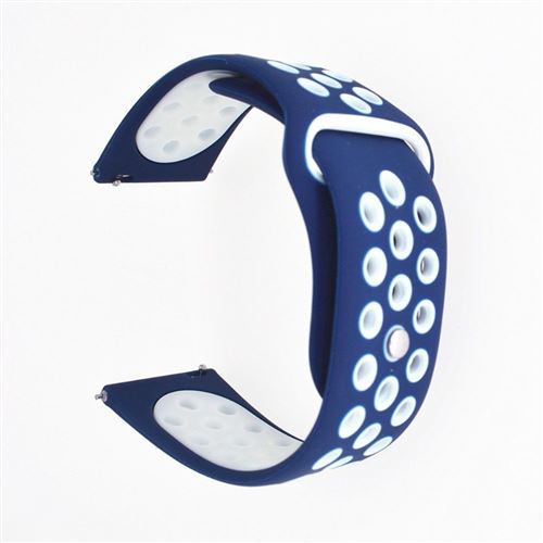 Non Communiqué Blanc/Bleu Bracelet En Silicone Creux Bicolore Pour Samsung Galaxy Watch Active - Foncé