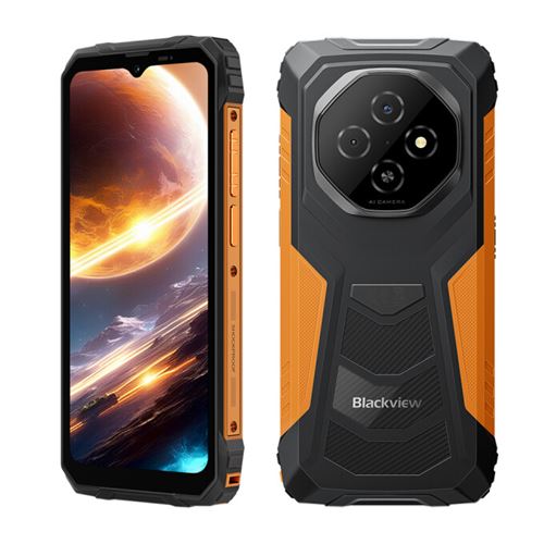 Smartphone Blackview FORT 1 Orange : 6.56 HD+,12Go+128Go, 10000mAh, Android 15,Empreinte digitale, Dual SIM 4G,NFC,GPS Téléphone Portable-390g