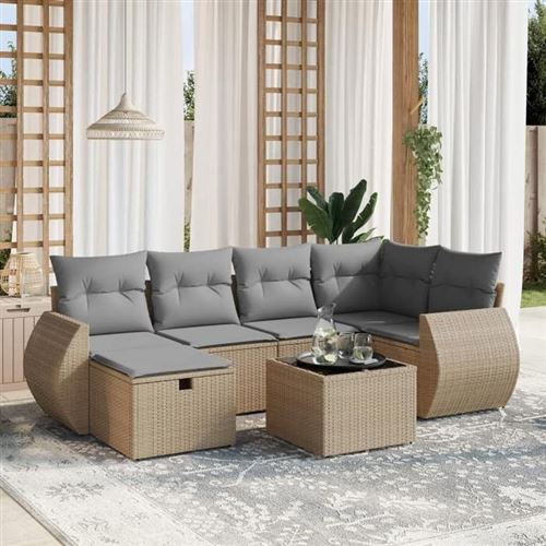 Non Communiqué Marron Salon De Jardin Modulable Vidaxl 7 Pieces Resine Tressee Beige 62.5 X 62 X 69 Cm