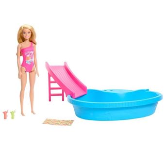 -Poupée et accessoires-Coffret poupée blonde avec piscine de reve HRJ74 - 1
