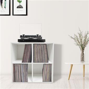 Meuble de rangement vinyle vinyle vinyle - bibliothèque - 4 compartiments -  blanc - Rangement CD / DVD - Achat & prix