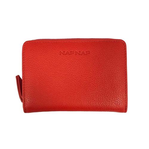 Portefeuille compact en cuir NAF NAF Camélia - rouge 8582