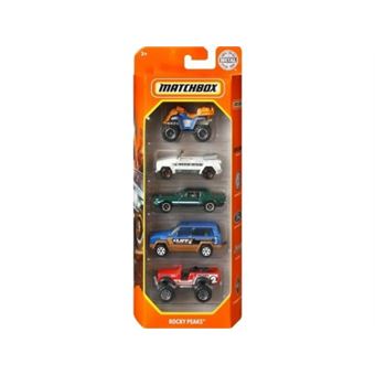 Set De 5 Vehicules Pour Matchbox : Rocky Peaks - Coffret Voitures Miniatures Blanc Verte Rouge Bleue Enfant