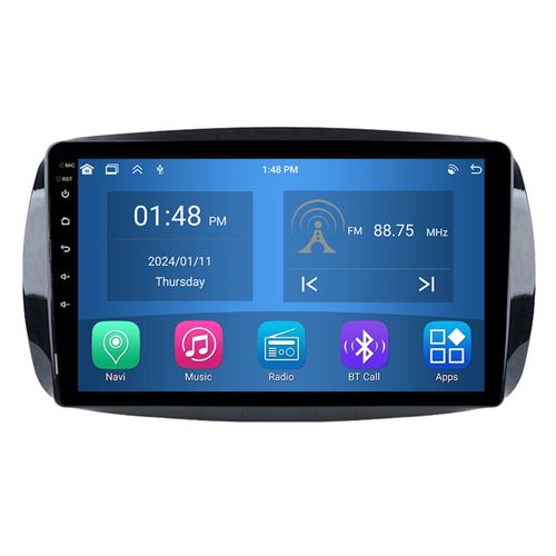 Autoradio RoverOne® Bluetooth CarPlay Android Auto Navigation 4Go RAM 64Go ROM pour Mercedes Benz Smart Fortwo 3 C453 A453 W453 2014-2020
