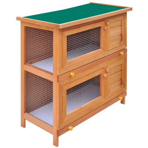 Vidaxl - Clapier d'ext&eacute;rieur Enclos pour petits animaux 4 portes Bois Laiton