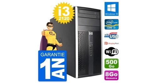 Pc tour hp compaq pro 6200 cmt core i3-2120 ram 8go disque 500go windows 10 wifi