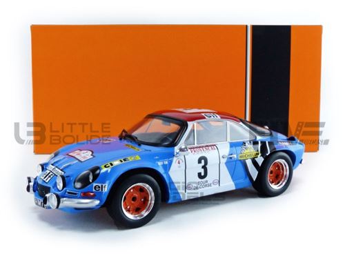 Voiture Miniature de Collection IXO 1-18 - ALPINE - RENAULT A110 - Tour de Corse 1973 - Blue / White / Red - 18RMC062B