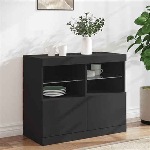 vidaXL Buffet avec lumières LED noir 81x37x67 cm