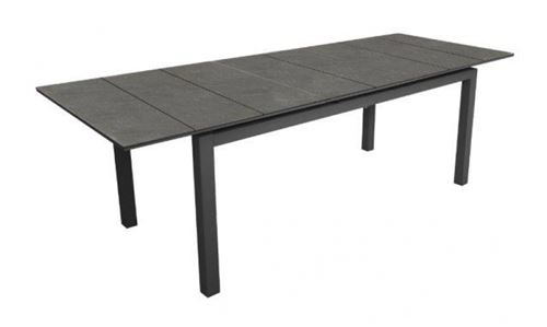 PROLOISIRS Table de jardin Hivaoa en aluminium/céramique - 180/240 x 90 cm - lame 8 mm - graphite