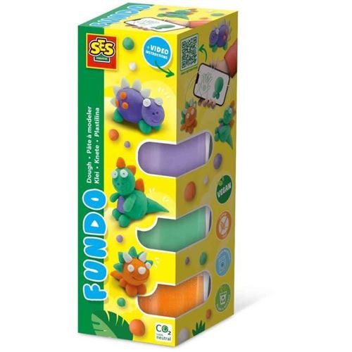 Pâte A Modeler Fundo - Dinosaures (3X90Gr-1X40Gr) - Ses Creative - Interactive Pour Les Jeunes Enfants.