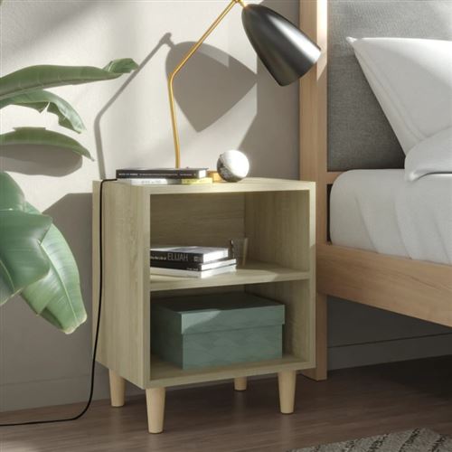 Vidaxl Tables De Chevet Pieds En Bois 2 Pcs Chêne Sonoma 40X30x50 Cm - Image 3