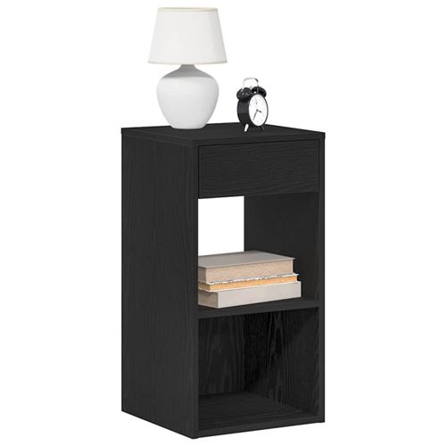 Table de chevet avec tiroir noir 35x34x66,5 cm