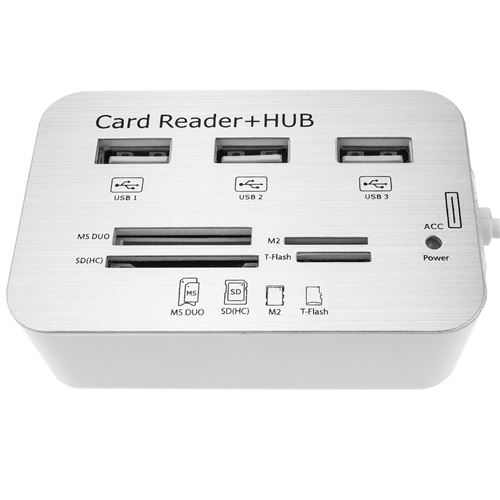 24€ sur USB Hub +Lecteur de carte mémoire externe 3 ports USB