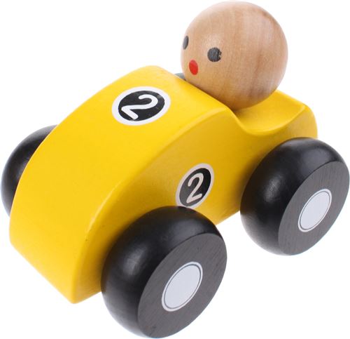 Jouéco voiture de course en bois 10cm jaune