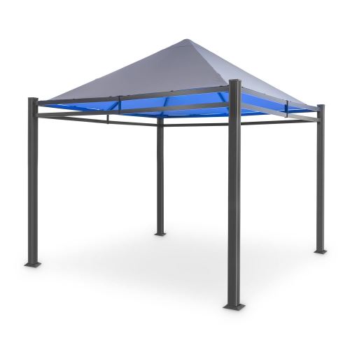 Blumfeldt Pantheon Illumina Pergola de jardin 3 x 3m avec toit en polycarbonate et éclairage LED - aluminium noir