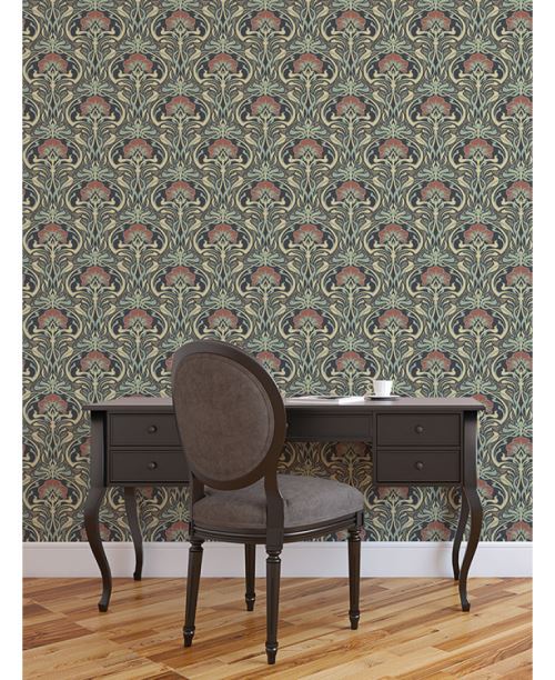 Crown Archives Flora Nouveau papier peint Paon vert