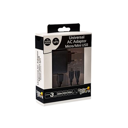 Chargeur secteur mini/micro USB noir
