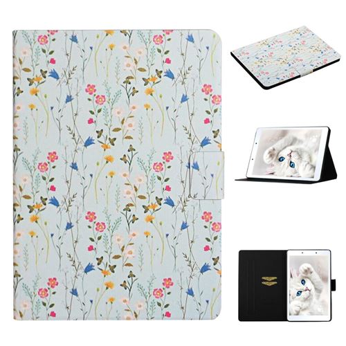 Etui en PU impression de motifs de fleurs avec support et porte-cartes fleuron pour votre Samsung Galaxy Tab A 8.0 Wi-Fi (2019) SM-T290