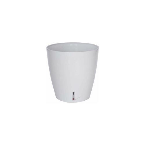Riviera Blanc Pot En Plastique Rond Avec Réserve D'eau 35 Cm Eva