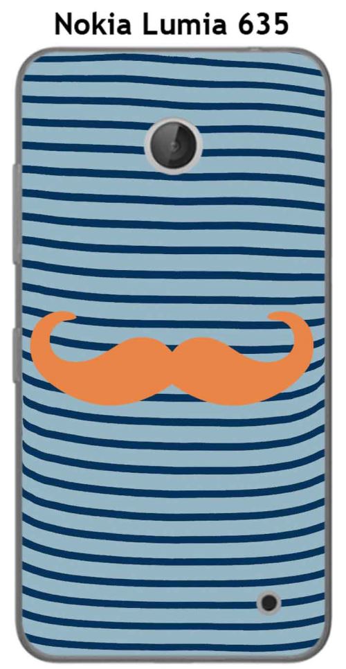 Coque Marinière Moustache - 1 Tangerine pour Nokia Lumia 635